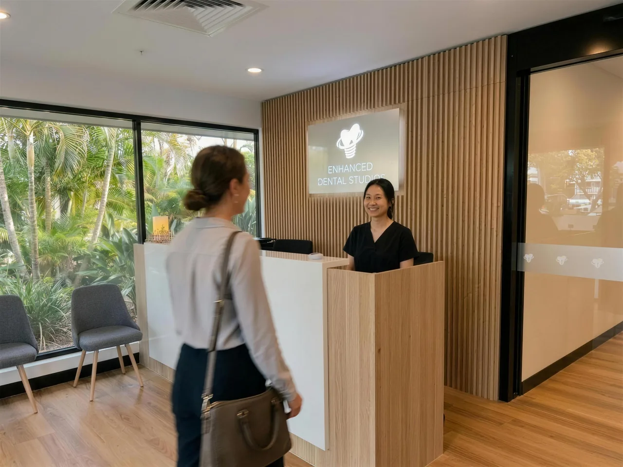 An inviting, light-filled Enhanced Dental Studios space.