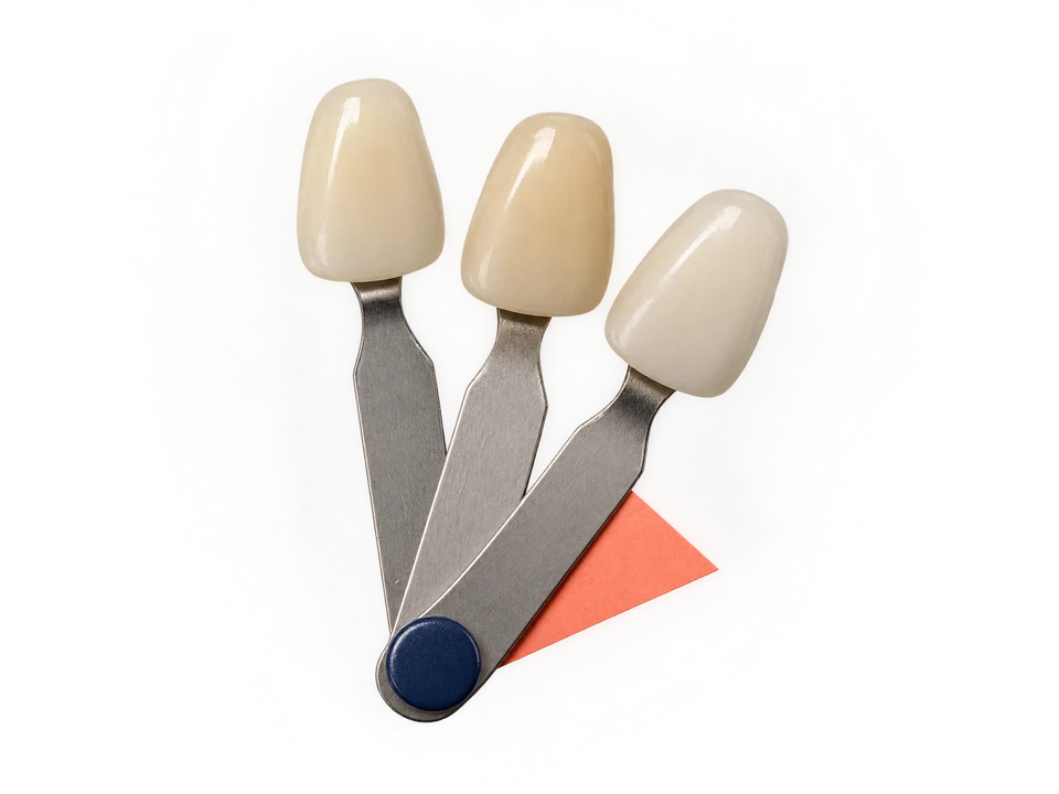 Ceramic shade tabs representing a natural tooth colour choice.