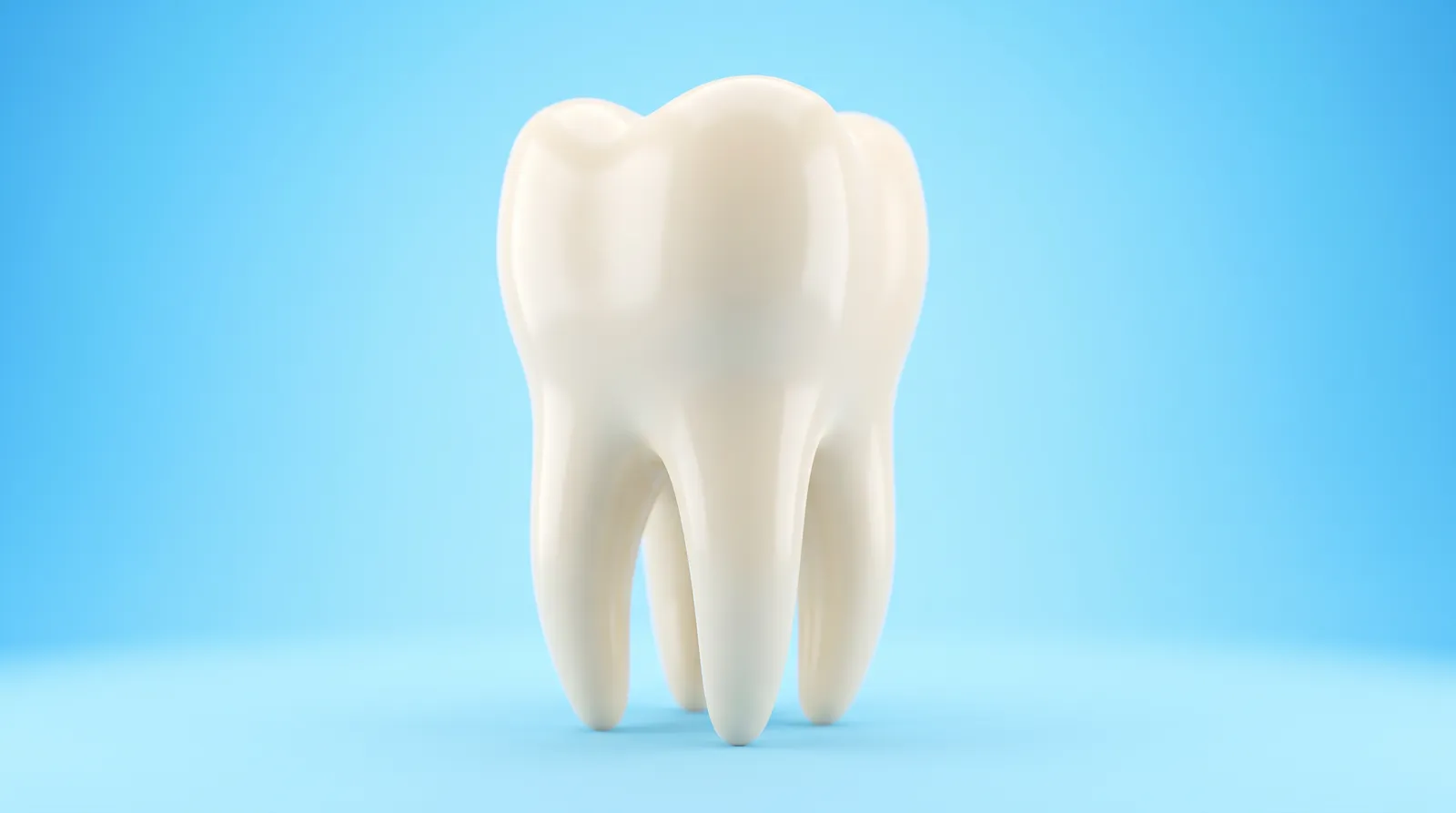 One molar model looking completely clean and sound on the outside