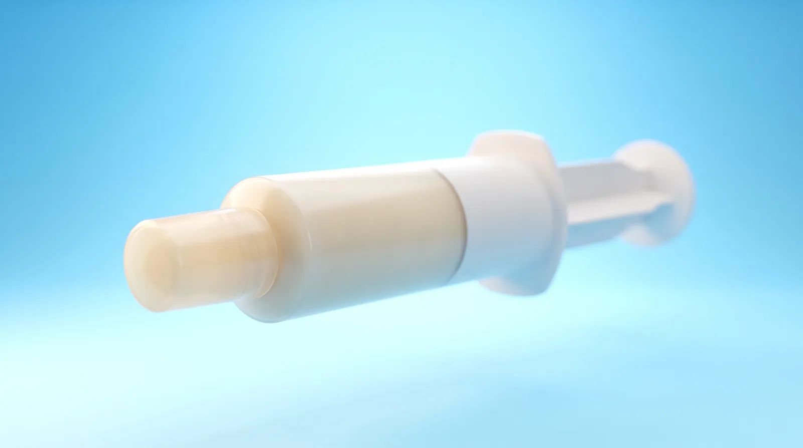 One oversized whitening gel syringe alone in the frame, capped and unused